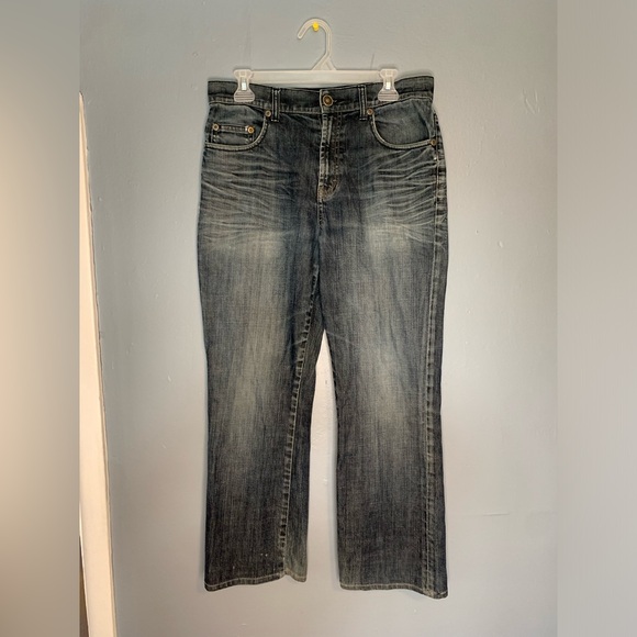 Y2K Tommy Hilfiger Jeans Men’s Size 31x34 Manhattan Bootcut Fit Blue/Gray Flag - Picture 2 of 16